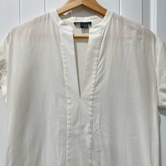 Vince Cuffed-Sleeve Stretch Poplin Mini Dress in White - Picture 3 of 7